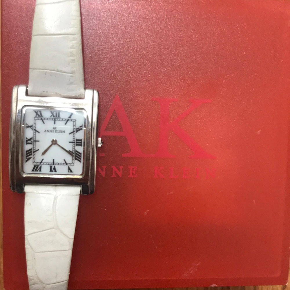 Anne Klein white leather watch